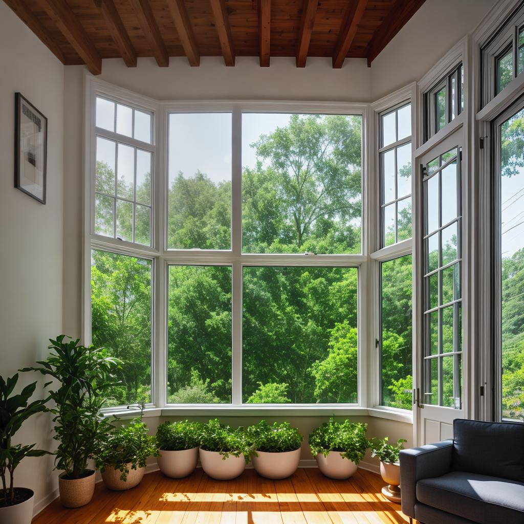  a house with a window overlooking nature, lots of plants and a corner for ceramics and one for painting hyperrealistic, full body, detailed clothing, highly detailed, cinematic lighting, stunningly beautiful, intricate, sharp focus, f/1. 8, 85mm, (centered image composition), (professionally color graded), ((bright soft diffused light)), volumetric fog, trending on instagram, trending on tumblr, HDR 4K, 8K