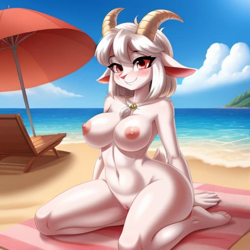  Goat Lucifer by alfa995, full body, blush, beach, pussy showing, open eyes, digital art, masterpiece, 4k, fine details,