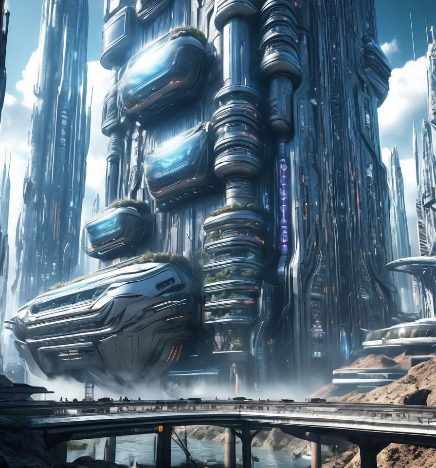  hyperrealistic art Futuristic sci-fi city landscape, ultra realistic, high resolution, sci fi . extremely high-resolution details, photographic, realism pushed to extreme, fine texture, incredibly lifelike