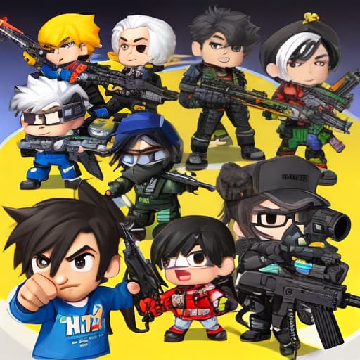  Mixed gun chaos Mini games characters,