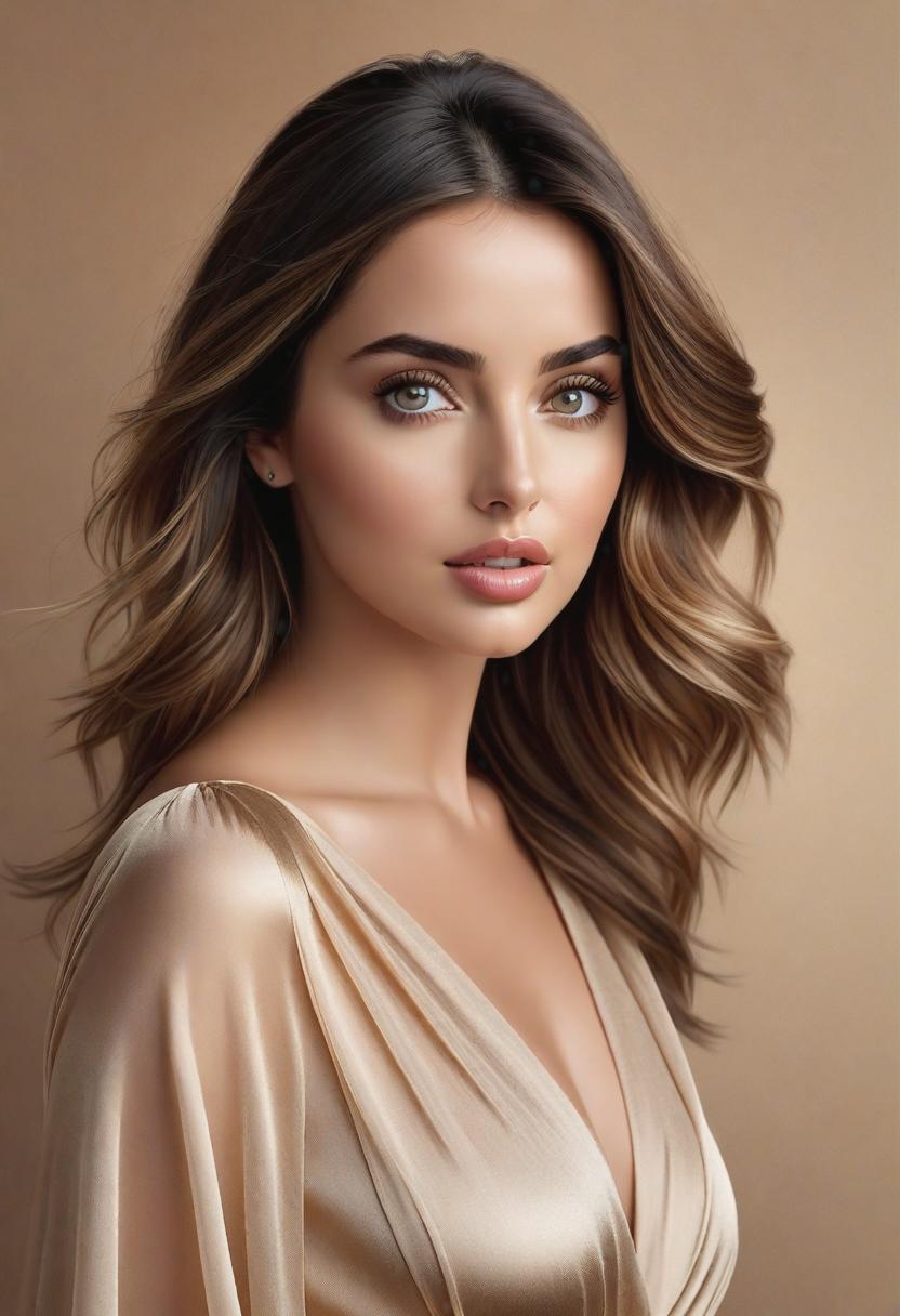 1. An incredibly realistic portrait of Ana De Armas, capturing her captivating gaze and flawless complexion. The lighting should emphasize her natural beauty, with soft, diffused light cascading over her face in a warm and inviting manner. The background should be minimalistic, allowing the focus to be solely on Ana's stunning features. The overall style should evoke the elegance and grace that Ana De Armas exudes.

2. A hyper-realistic scene featuring Ana De Armas walking along a sunlit beach at golden hour. The gleaming sunlight should softly illuminate her figure, casting warm highlights on her hair and elegant outfit. The style should highlight the intricacies of Ana's flowing dress, capturing every intricate detail and texture with pre hyperrealistic, full body, detailed clothing, highly detailed, cinematic lighting, stunningly beautiful, intricate, sharp focus, f/1. 8, 85mm, (centered image composition), (professionally color graded), ((bright soft diffused light)), volumetric fog, trending on instagram, trending on tumblr, HDR 4K, 8K