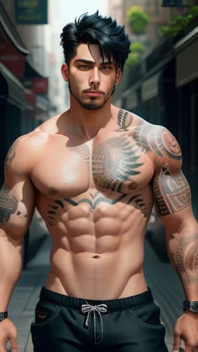  Male siren, Indigenous American, toned body with tribal tattoos, black hair, brown eyes, hyperrealistic, high quality, highly detailed, perfect lighting, intricate, sharp focus, f/1. 8, 85mm, (centered image composition), (professionally color graded), ((bright soft diffused light)), trending on instagram, HDR 4K, 8K