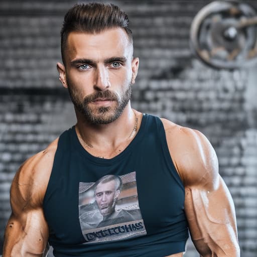 portrait+ style russian queer fitness model very cute dilf dude face