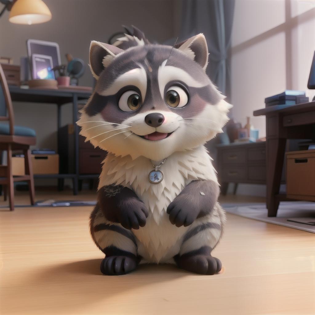  raccoon sitting in gaming chair front a computer on desktop, ((semi anthropomorphic)),(full body), tail, belly, sitting, fat, (chubby), (((white background))), solo, desktop, gaming chair, side view,  [[[clothes]]] hyperrealistic, full body, detailed clothing, highly detailed, cinematic lighting, stunningly beautiful, intricate, sharp focus, f/1. 8, 85mm, (centered image composition), (professionally color graded), ((bright soft diffused light)), volumetric fog, trending on instagram, trending on tumblr, HDR 4K, 8K