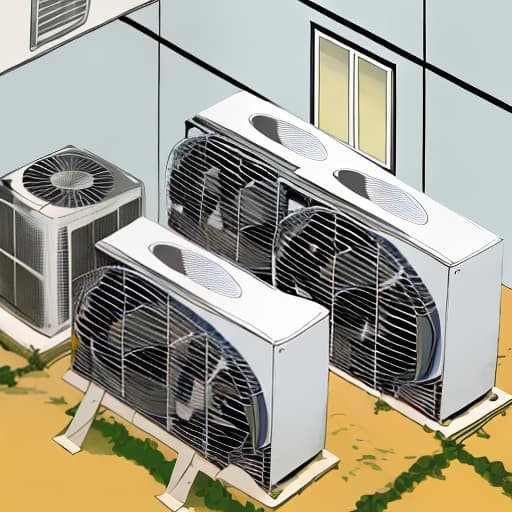  Design a cartoon image of central air conditioner and draw its front, side and back respectively.