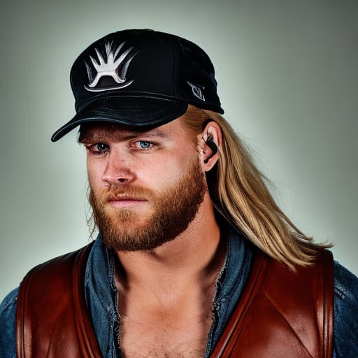 portrait+ style WrestleMania queer blonde hunk dude face