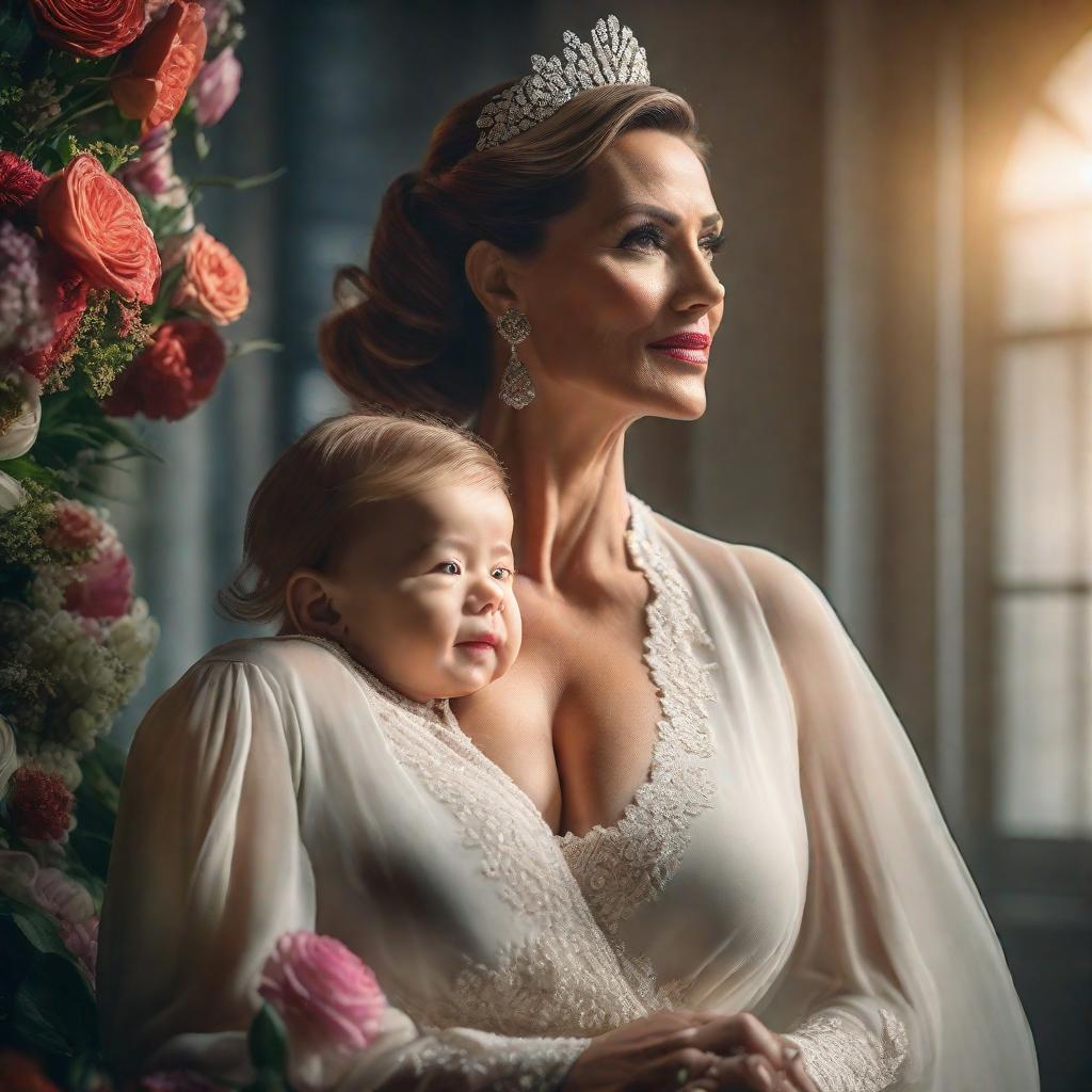  of happy mother’s day hyperrealistic, full body, detailed clothing, highly detailed, cinematic lighting, stunningly beautiful, intricate, sharp focus, f/1. 8, 85mm, (centered image composition), (professionally color graded), ((bright soft diffused light)), volumetric fog, trending on instagram, trending on tumblr, HDR 4K, 8K