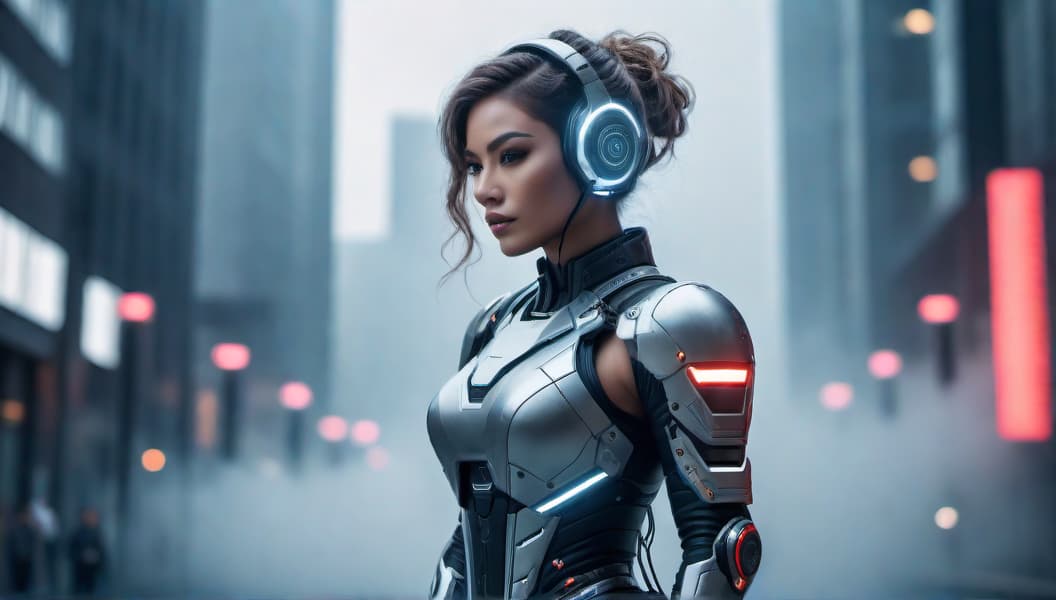  a cyborg hyperrealistic, full body, detailed clothing, highly detailed, cinematic lighting, stunningly beautiful, intricate, sharp focus, f/1. 8, 85mm, (centered image composition), (professionally color graded), ((bright soft diffused light)), volumetric fog, trending on instagram, trending on tumblr, HDR 4K, 8K