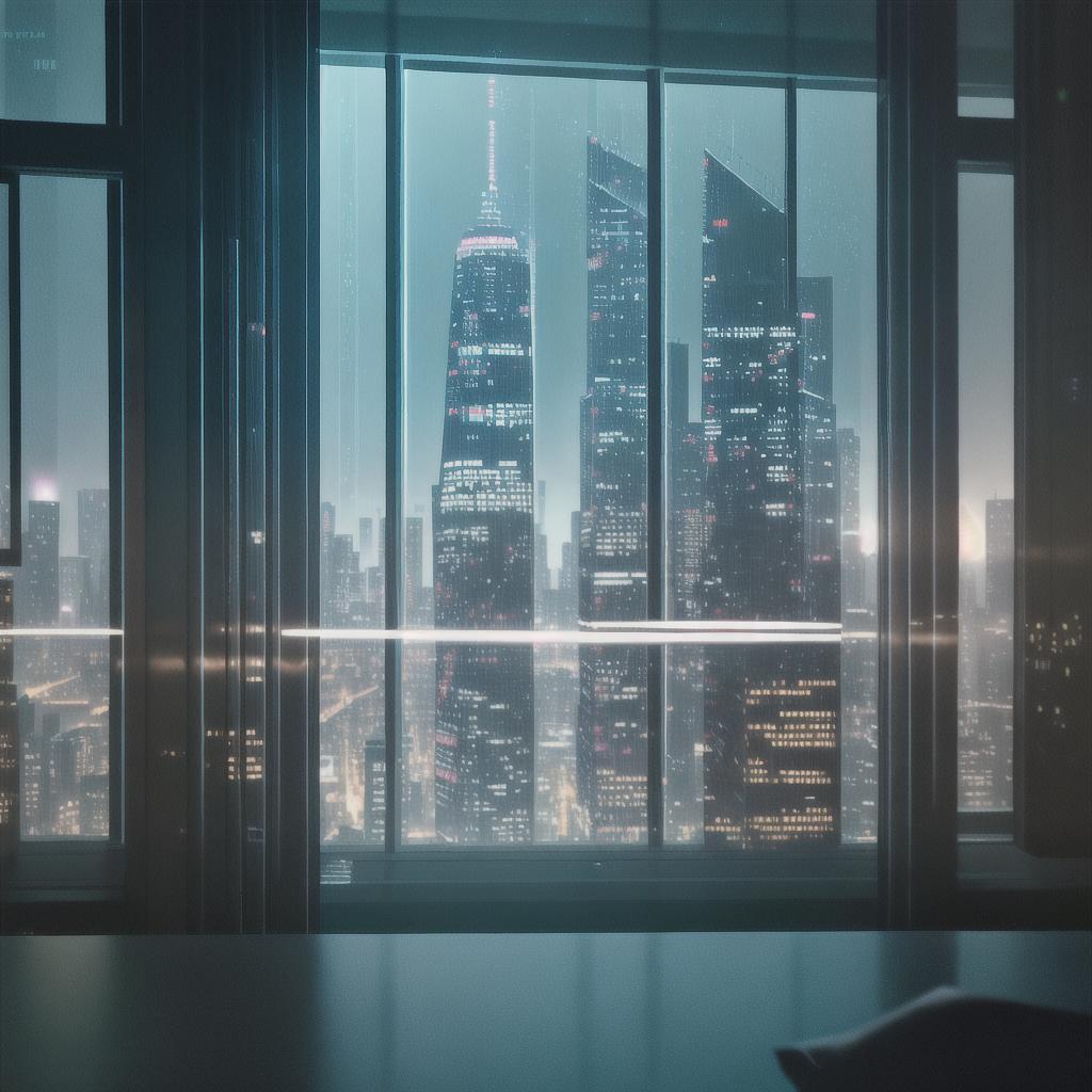  Beautiful cosy, small cramped bedroom with floor to ceiling glass windows overlooking a cyberpunk city at night, view from the top of a skyscraper, bookshelves, thunderstorm outside, rich in detail, high resolution, photorealistic, dark, brooding, moody aesthetics,8K, RAW, best quality, masterpiece, ultra high res, colorful, (medium wide shot), (dynamic perspective), sharp focus , (depth of field, bokeh:1.3), ((masterpiece, best quality)) hyperrealistic, full body, detailed clothing, highly detailed, cinematic lighting, stunningly beautiful, intricate, sharp focus, f/1. 8, 85mm, (centered image composition), (professionally color graded), ((bright soft diffused light)), volumetric fog, trending on instagram, trending on tumblr, HDR 4K, 8K