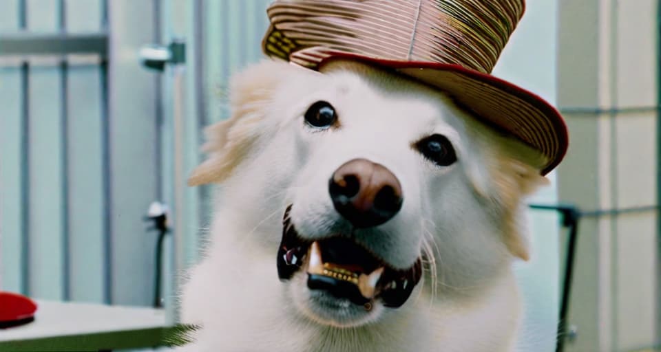  a dog with a hat on