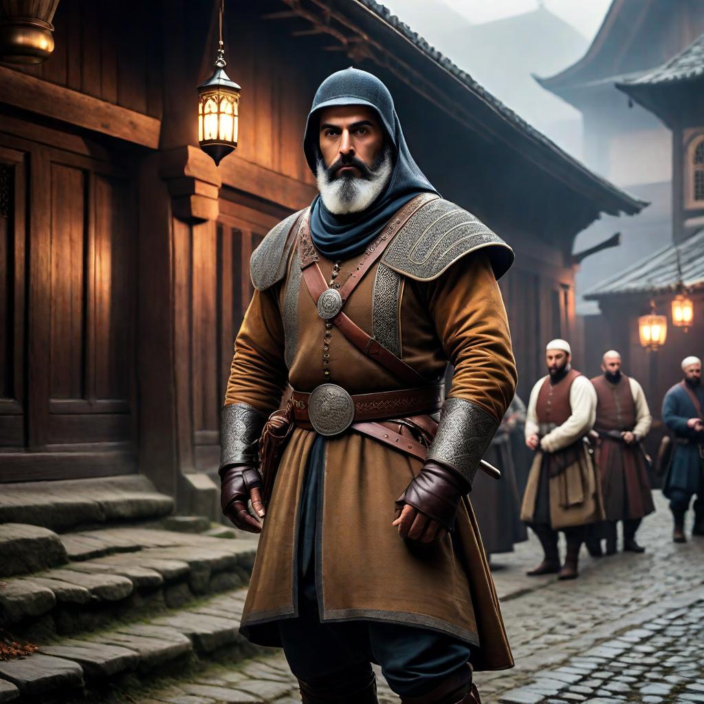  Bursa in the 14th century hyperrealistic, full body, detailed clothing, highly detailed, cinematic lighting, stunningly beautiful, intricate, sharp focus, f/1. 8, 85mm, (centered image composition), (professionally color graded), ((bright soft diffused light)), volumetric fog, trending on instagram, trending on tumblr, HDR 4K, 8K