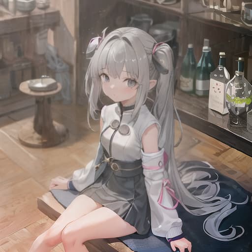  master piece , best quality,Girl Cute Gray hair