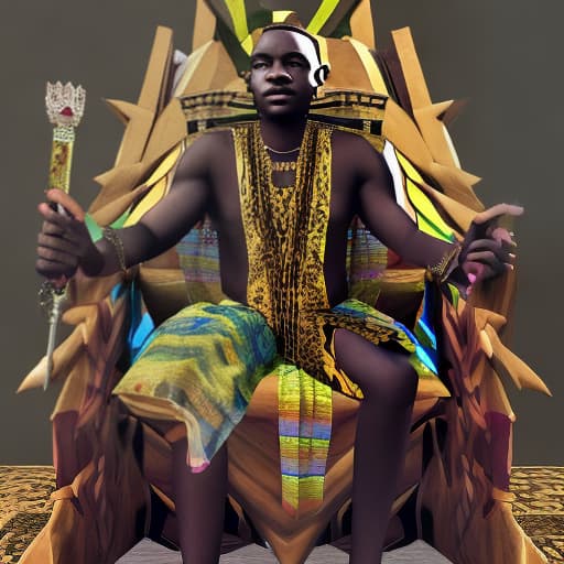  create an image of the umbamda entity exu marabo sitting on his throne