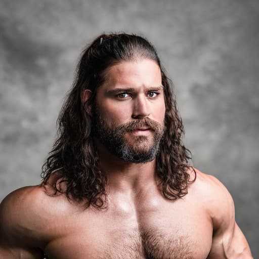 portrait+ style wwe queer brunette hunk dude face