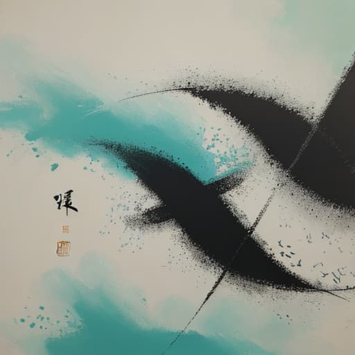  Abstract painting in the style of Chinese abstract painter Zhao Wuji.