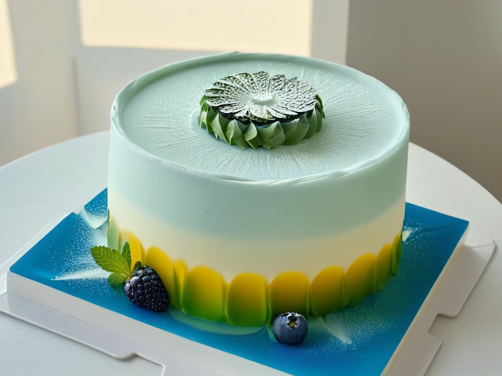  A closeup, ultradetailed image of a delicate, perfectly crafted gelatin dessert capturing the intricate layers and textures, with light softly reflecting off its glossy surface, showcasing the artistry and precision required in creating stunning desserts. hyperrealistic, full body, detailed clothing, highly detailed, cinematic lighting, stunningly beautiful, intricate, sharp focus, f/1. 8, 85mm, (centered image composition), (professionally color graded), ((bright soft diffused light)), volumetric fog, trending on instagram, trending on tumblr, HDR 4K, 8K