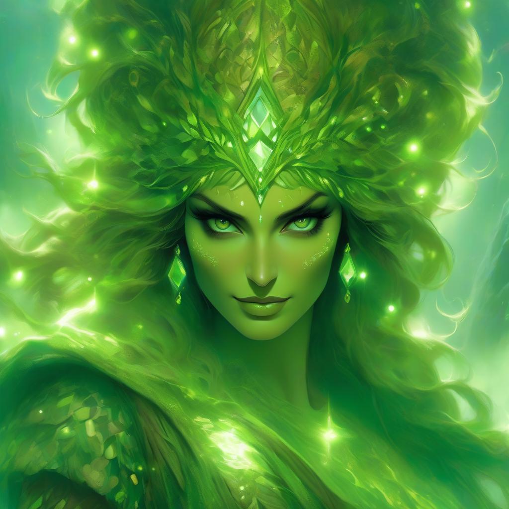  ethereal fantasy concept art of Goddess of the earth, mistress of the mountain, spirit of the earth, beautiful woman, chestnut hair, green eyes, smile, ornaments of green stones in hair, mist, rocks, mysticism, danger. . magnificent, celestial, ethereal, painterly, epic, majestic, magical, fantasy art, cover art, dreamy hyperrealistic, full body, detailed clothing, highly detailed, cinematic lighting, stunningly beautiful, intricate, sharp focus, f/1. 8, 85mm, (centered image composition), (professionally color graded), ((bright soft diffused light)), volumetric fog, trending on instagram, trending on tumblr, HDR 4K, 8K