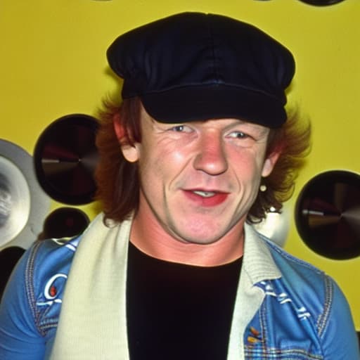  ac/dc's brian johnson young circa 1980 wearing a flat cap