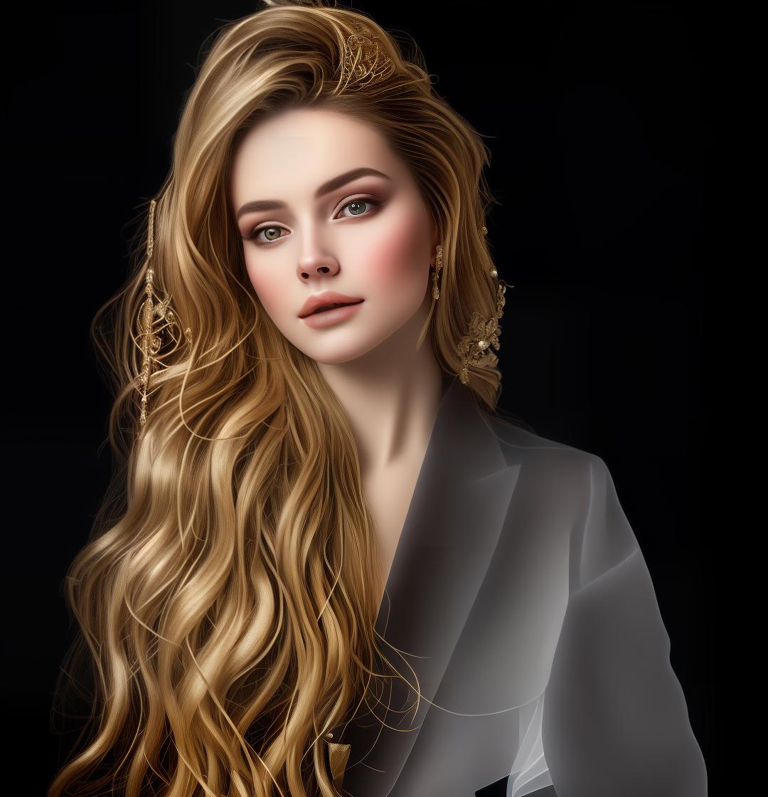 mdjrny-v4 style Create an avatar of a female character in a Renaissance style. The character should be dressed in clothing typical of the Renaissance period, such as a voluminous gown with intricate embroidery, lace, or brocade. Her hair should be styled in a Renaissance fashion, such as loose curls, braids, or adorned with pearls or ribbons. She should have a graceful and refined posture, reflecting the elegance and sophistication of the Renaissance era. Accessories like jewelry, gloves, or a fan can be included to enhance her historical authenticity. The background should depict a Renaissance setting, such as a palace, garden, or art studio, to complete the historical theme.