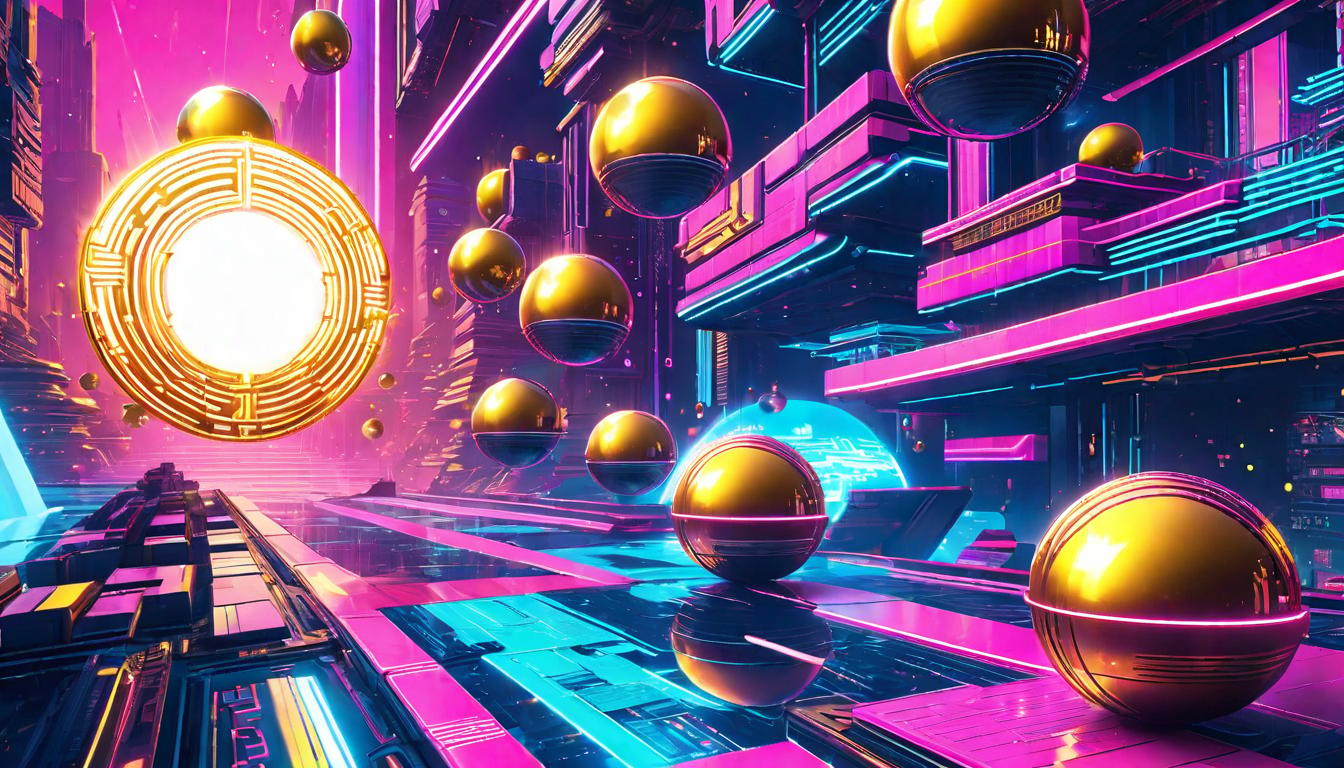  vaporwave,cyberpunk game style Magnets attracting a cascade of golden orbs, an allegory for the pull of positive energy and opportunities through valuing goodness.eon, dystopian, futuristic, digital, vibrant, detailed, high contrast, reminiscent of cyberpunk genre video games,retro aesthetic, cyberpunk, vibrant, neon colors, vintage 80s and 90s style, highly detailed