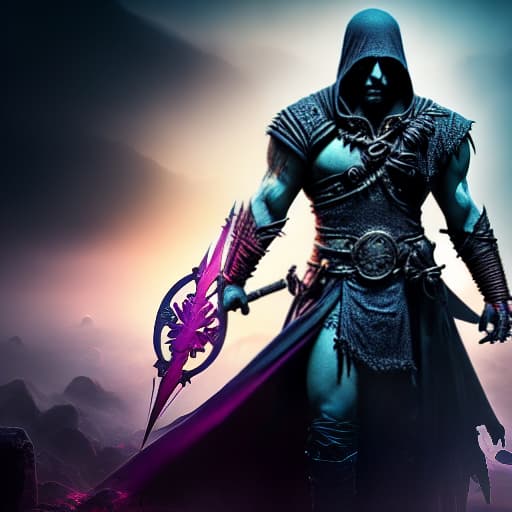  A one-armed necromancer in a tattered black tunic. An open wound in his abdomen glowing purple. hyperrealistic, full body, detailed clothing, highly detailed, cinematic lighting, stunningly beautiful, intricate, sharp focus, f/1. 8, 85mm, (centered image composition), (professionally color graded), ((bright soft diffused light)), volumetric fog, trending on instagram, trending on tumblr, HDR 4K, 8K