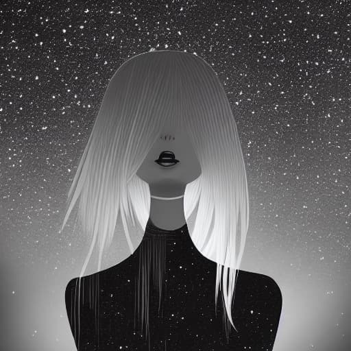  Dark space Nighttime Black and white haired girl