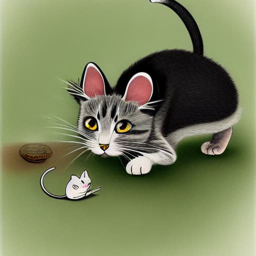  A cartoon of a cat catching a mouse