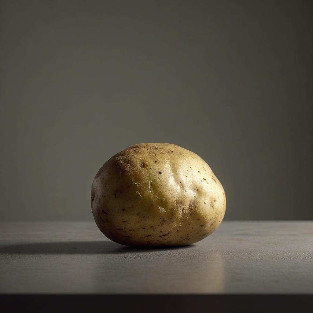  cinematic film still The potato lies on the table, 5 kg and neutral background. . shallow depth of field, vignette, highly detailed, high budget, bokeh, cinemascope, moody, epic, gorgeous, film grain, grainy hyperrealistic, full body, detailed clothing, highly detailed, cinematic lighting, stunningly beautiful, intricate, sharp focus, f/1. 8, 85mm, (centered image composition), (professionally color graded), ((bright soft diffused light)), volumetric fog, trending on instagram, trending on tumblr, HDR 4K, 8K