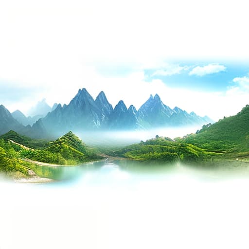 mdjrny-v4 style Ancient Chinese style landscape, mountains, rivers, clouds