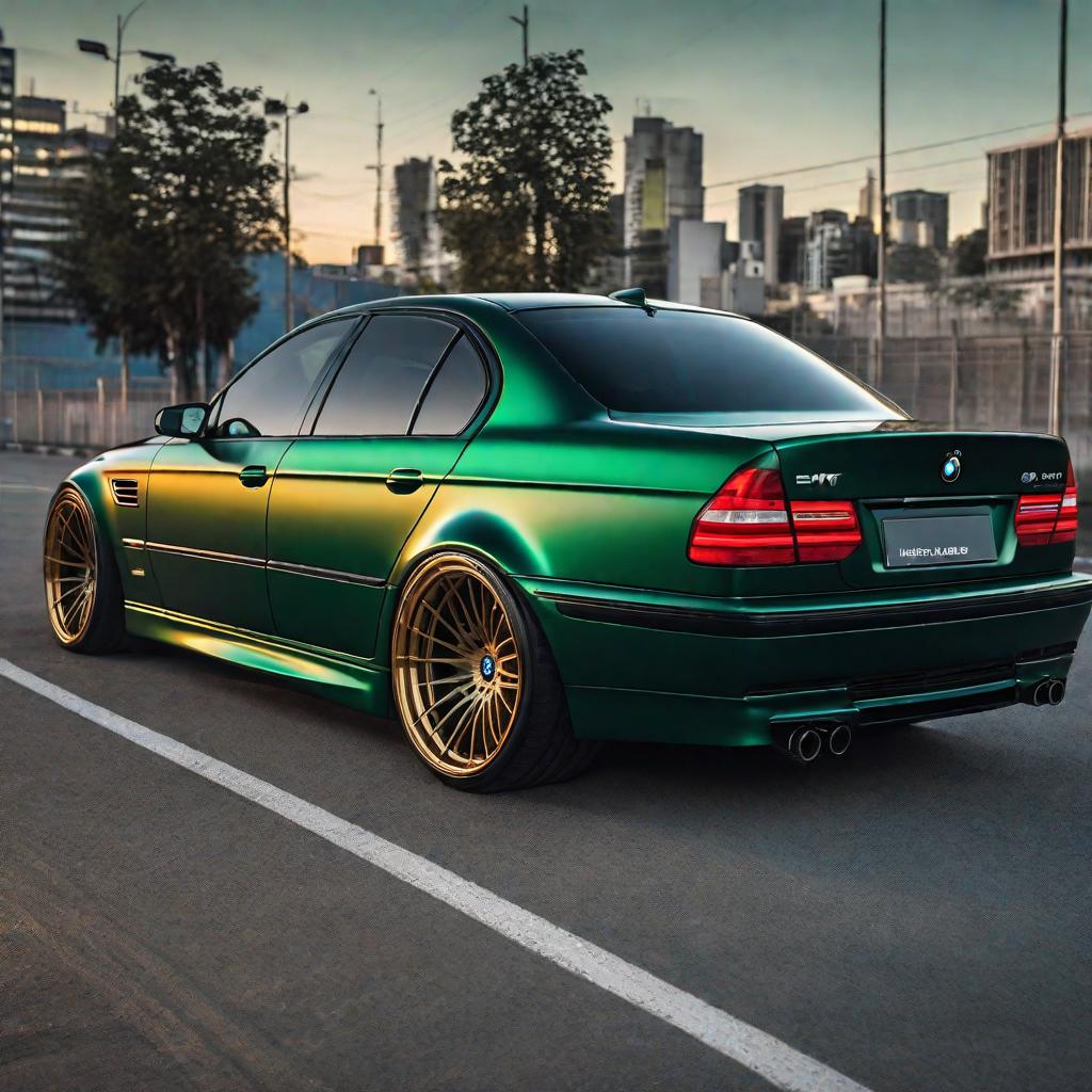  Un gitano con un bmw serie 5 e39 color verde oscuro hyperrealistic, full body, detailed clothing, highly detailed, cinematic lighting, stunningly beautiful, intricate, sharp focus, f/1. 8, 85mm, (centered image composition), (professionally color graded), ((bright soft diffused light)), volumetric fog, trending on instagram, trending on tumblr, HDR 4K, 8K