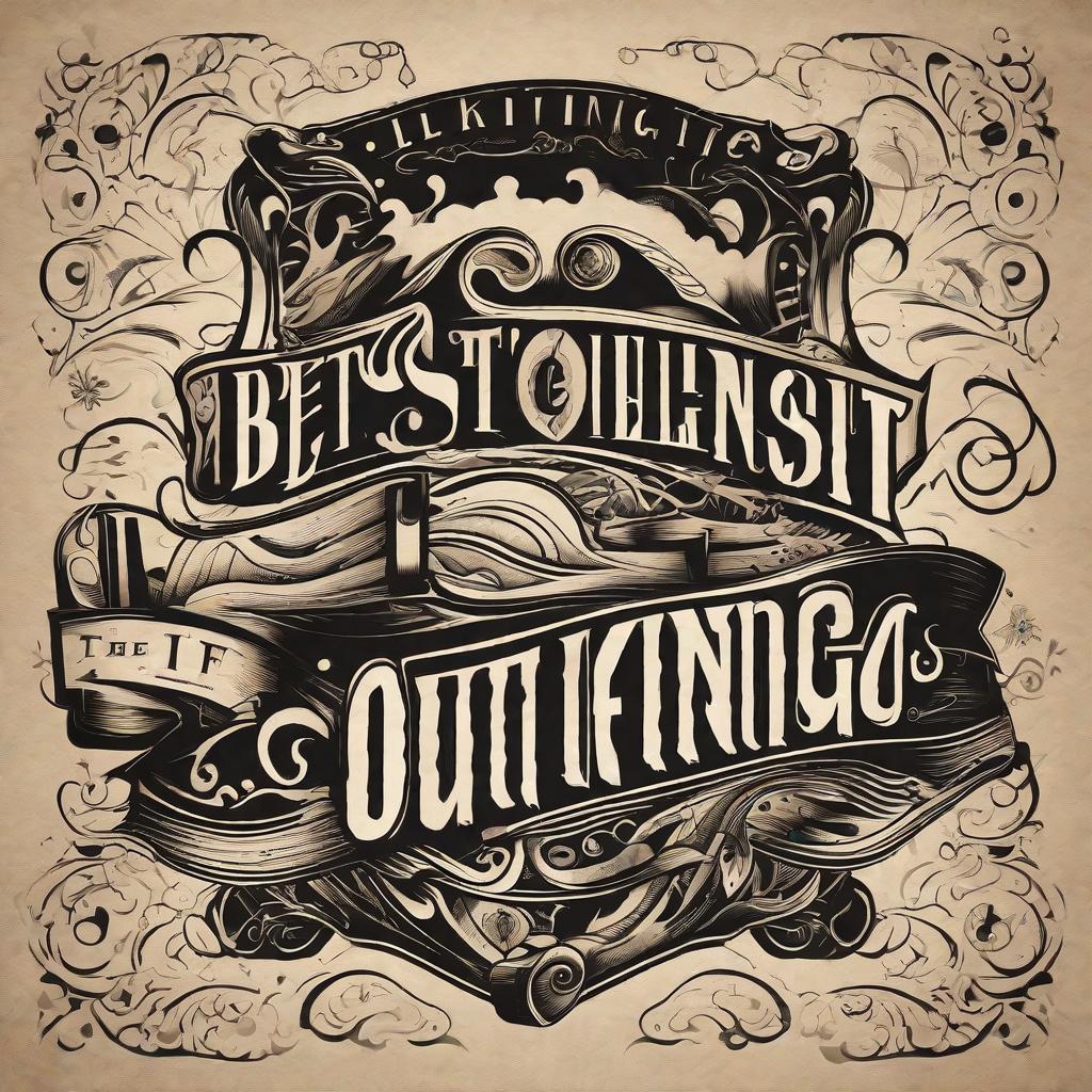  masterpiece, best quality, Tattoo. “Out living it”. Stylish thin lettering.