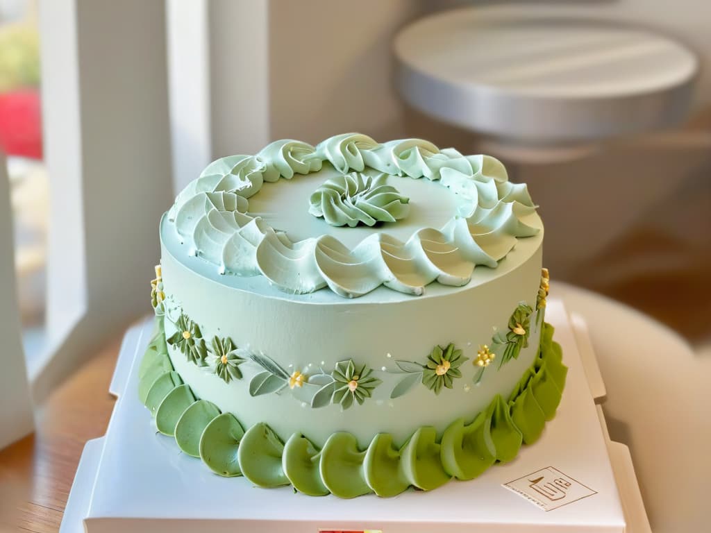  A minimalistic image of a baker carefully piping delicate frosting onto a beautifully decorated cake in a pastelcolored bakery setting, with soft natural light filtering through a nearby window, highlighting the intricate details of the process. The focus is on the baker's hands as they skillfully craft the design, showcasing the artistry and dedication that goes into creating delicious pastries. hyperrealistic, full body, detailed clothing, highly detailed, cinematic lighting, stunningly beautiful, intricate, sharp focus, f/1. 8, 85mm, (centered image composition), (professionally color graded), ((bright soft diffused light)), volumetric fog, trending on instagram, trending on tumblr, HDR 4K, 8K