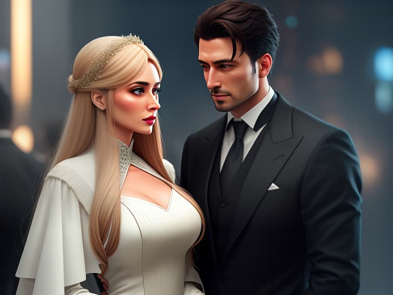  A girl and a man are lawyers. hyperrealistic, full body, detailed clothing, highly detailed, cinematic lighting, stunningly beautiful, intricate, sharp focus, f/1. 8, 85mm, (centered image composition), (professionally color graded), ((bright soft diffused light)), volumetric fog, trending on instagram, trending on tumblr, HDR 4K, 8K