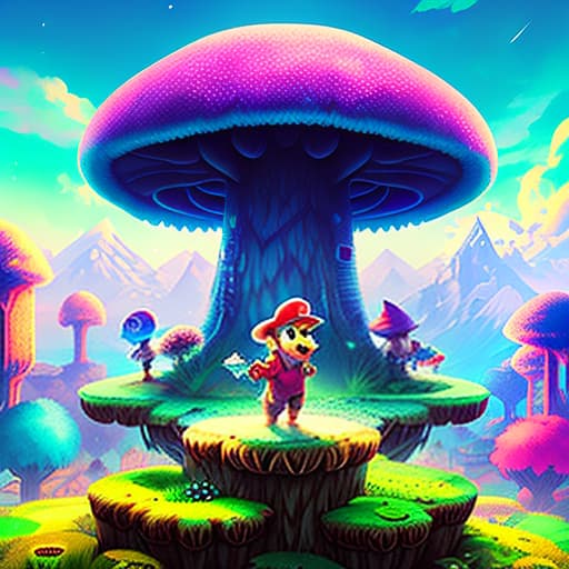 nvinkpunk magical mushroom king in the mushroom kingdom hyperrealistic, full body, detailed clothing, highly detailed, cinematic lighting, stunningly beautiful, intricate, sharp focus, f/1. 8, 85mm, (centered image composition), (professionally color graded), ((bright soft diffused light)), volumetric fog, trending on instagram, trending on tumblr, HDR 4K, 8K