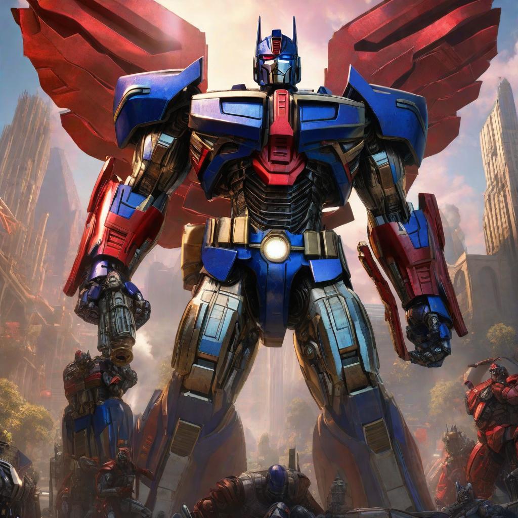  Optimus Prime versão A Vingança dos Derrotados, realistic, portrait, art by donato giancola and greg rutkowski, realistic face, digital art, trending on artstation hyperrealistic, full body, detailed clothing, highly detailed, cinematic lighting, stunningly beautiful, intricate, sharp focus, f/1. 8, 85mm, (centered image composition), (professionally color graded), ((bright soft diffused light)), volumetric fog, trending on instagram, trending on tumblr, HDR 4K, 8K