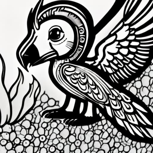  imagen linea en blanco y negro para pintar. aguila bebe