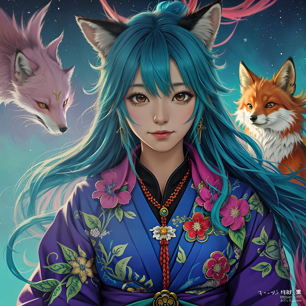  with psychedelic colors, portrait of trickster wearing the fox mask, anime fantasy illustration by tomoyuki yamasaki, kyoto studio, madhouse, ufotable, trending on artstation