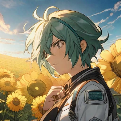  Bobcat, male focus, in front of a turn tables and a microphone, in a field of yellow flowers, midoriya izuku, boku no hero academia, injury, electricity,, masterpiece, best quality, very aesthetic, absurdres hyperrealistic, full body, detailed clothing, highly detailed, cinematic lighting, stunningly beautiful, intricate, sharp focus, f/1. 8, 85mm, (centered image composition), (professionally color graded), ((bright soft diffused light)), volumetric fog, trending on instagram, trending on tumblr, HDR 4K, 8K