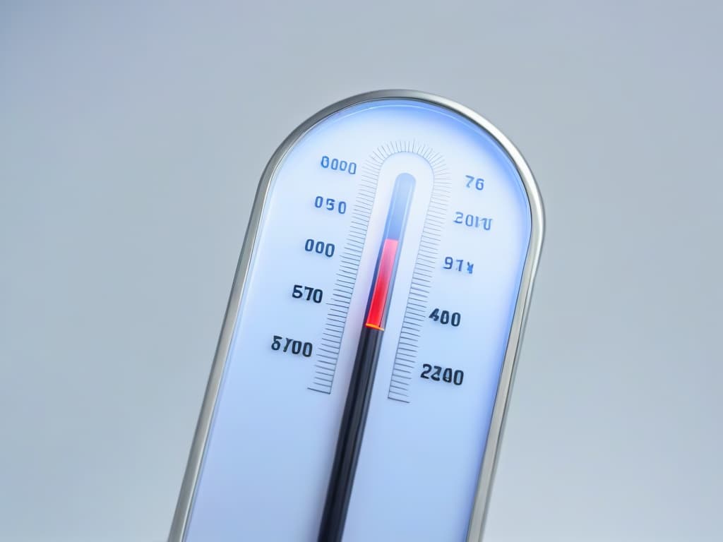  An ultradetailed closeup image of a sleek, silver precision thermometer with digital display, showcasing intricate temperature readings down to the decimal point, against a clean, white background. hyperrealistic, full body, detailed clothing, highly detailed, cinematic lighting, stunningly beautiful, intricate, sharp focus, f/1. 8, 85mm, (centered image composition), (professionally color graded), ((bright soft diffused light)), volumetric fog, trending on instagram, trending on tumblr, HDR 4K, 8K