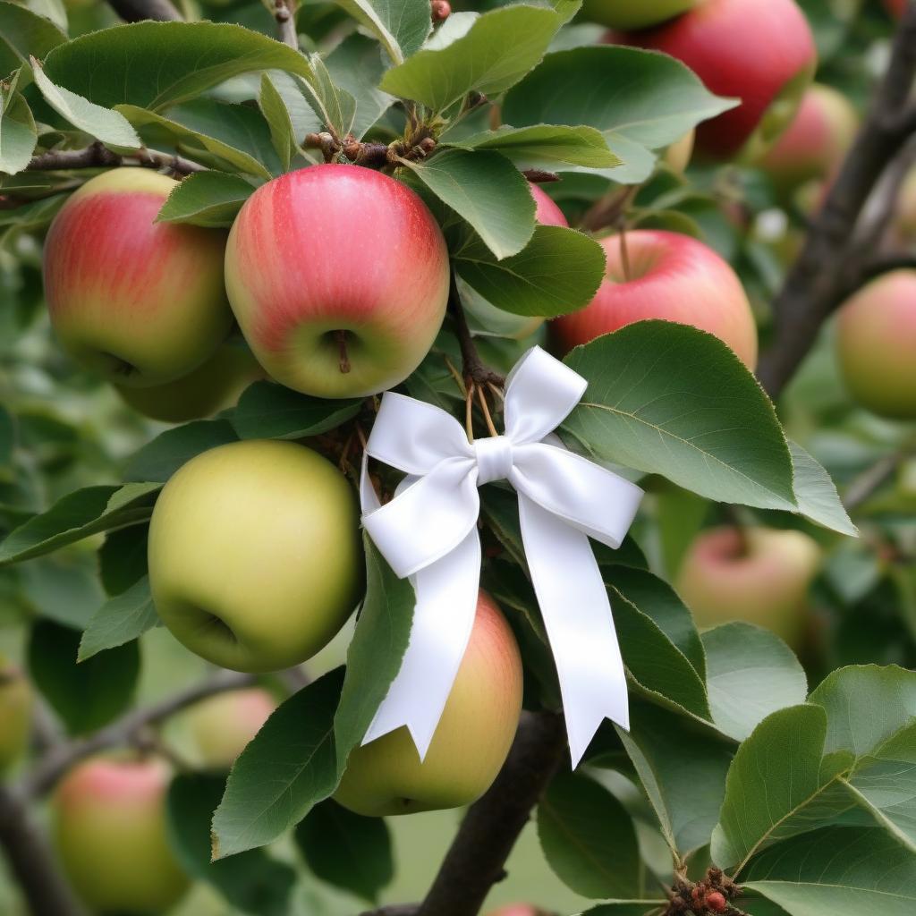  White bow on the apple tree