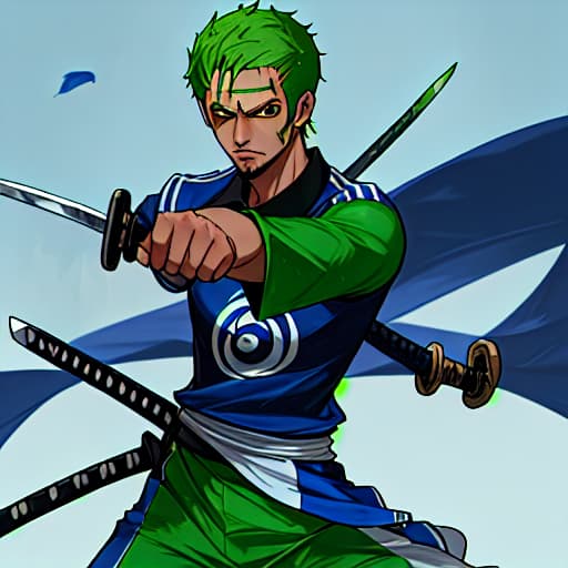  Rononua Zoro wearing Al Hilal football shirt with his swords