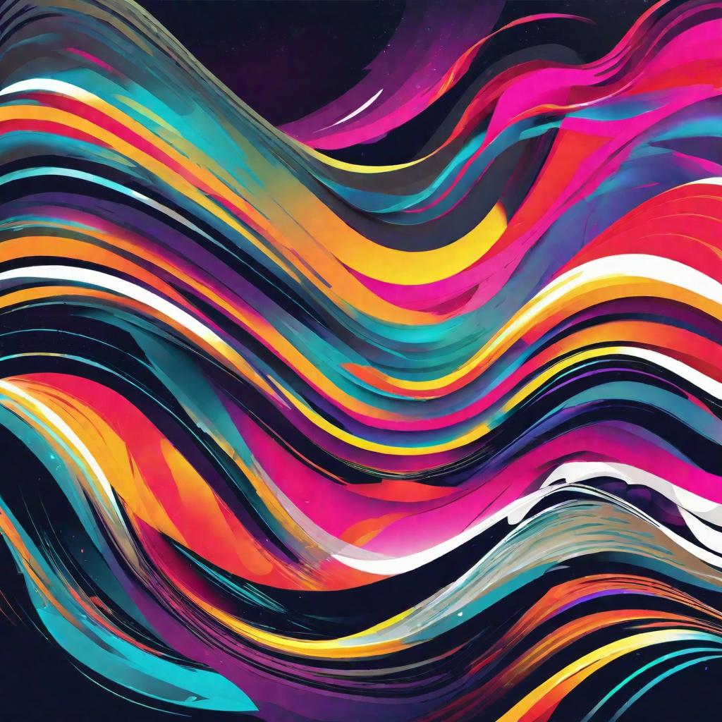  in abstract art style, Generate a vibrant and dynamic composition inspired by the Glitch style, incorporating neon colors and abstract shapes to convey a sense of energy and innovation.