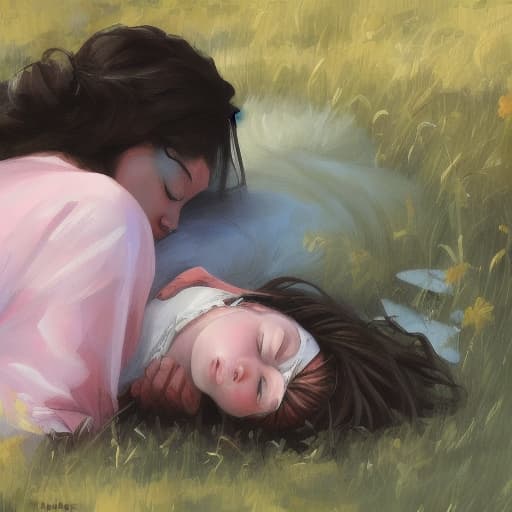  Painting art of dead mother save her daughter