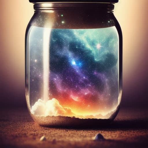  A beautiful cosmic galactic universe in a jar, realistic, dreamland, photographic