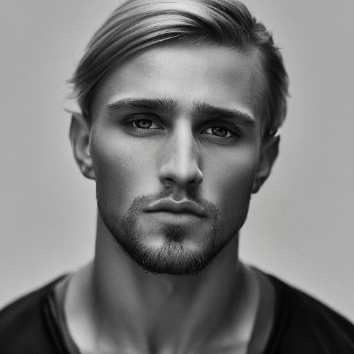 portrait+ style Russian queer fitness model blonde hunk dude face