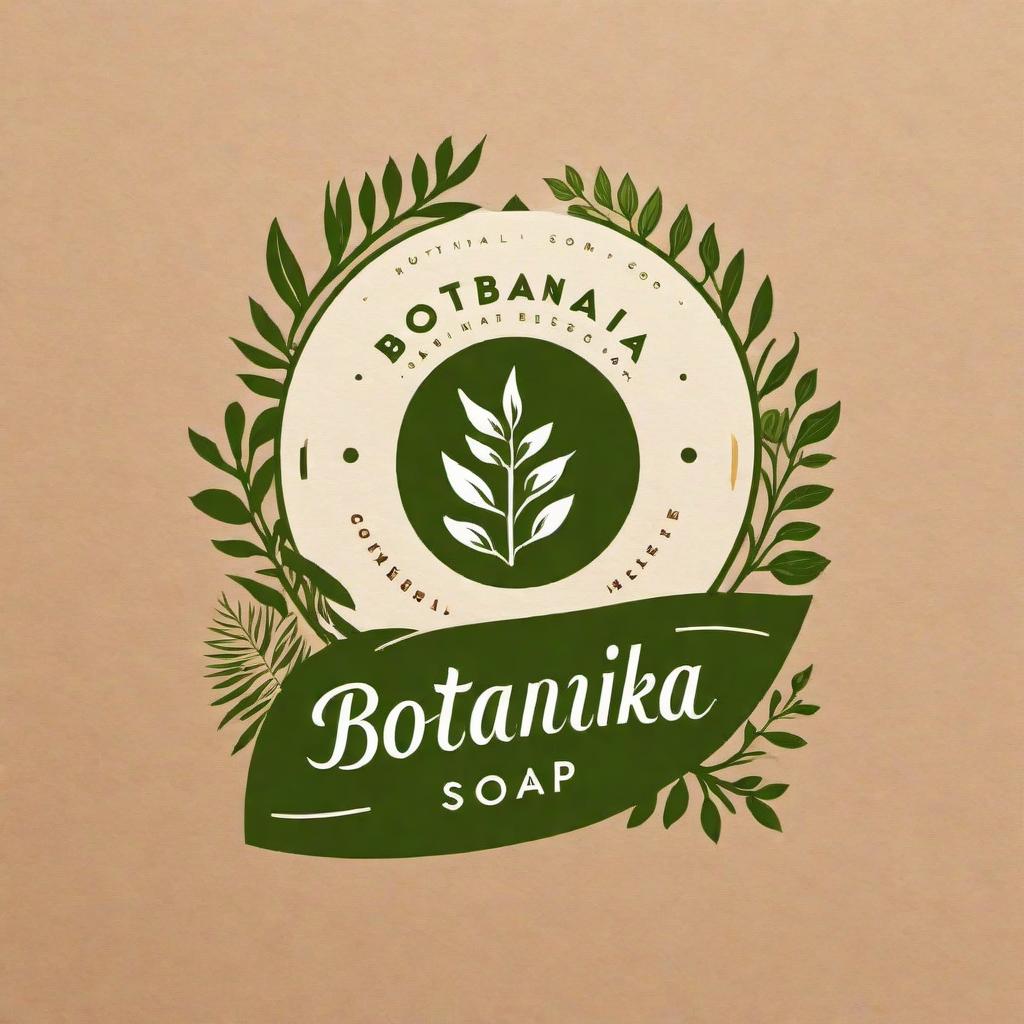  Create a logo for a natural soap business called 'Botanika'. The design should be clean, elegant, and natural, reflecting the eco-friendly and organic nature of the brand. Include botanical elements like leaves, flowers, or herbs, and use a natural and earthy color palette with greens and browns. The font should be modern and readable, evoking a sense of sophistication and simplicity. hyperrealistic, full body, detailed clothing, highly detailed, cinematic lighting, stunningly beautiful, intricate, sharp focus, f/1. 8, 85mm, (centered image composition), (professionally color graded), ((bright soft diffused light)), volumetric fog, trending on instagram, trending on tumblr, HDR 4K, 8K