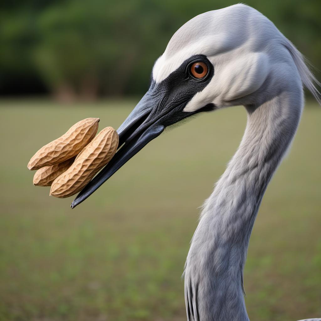  Crane eat peanut.