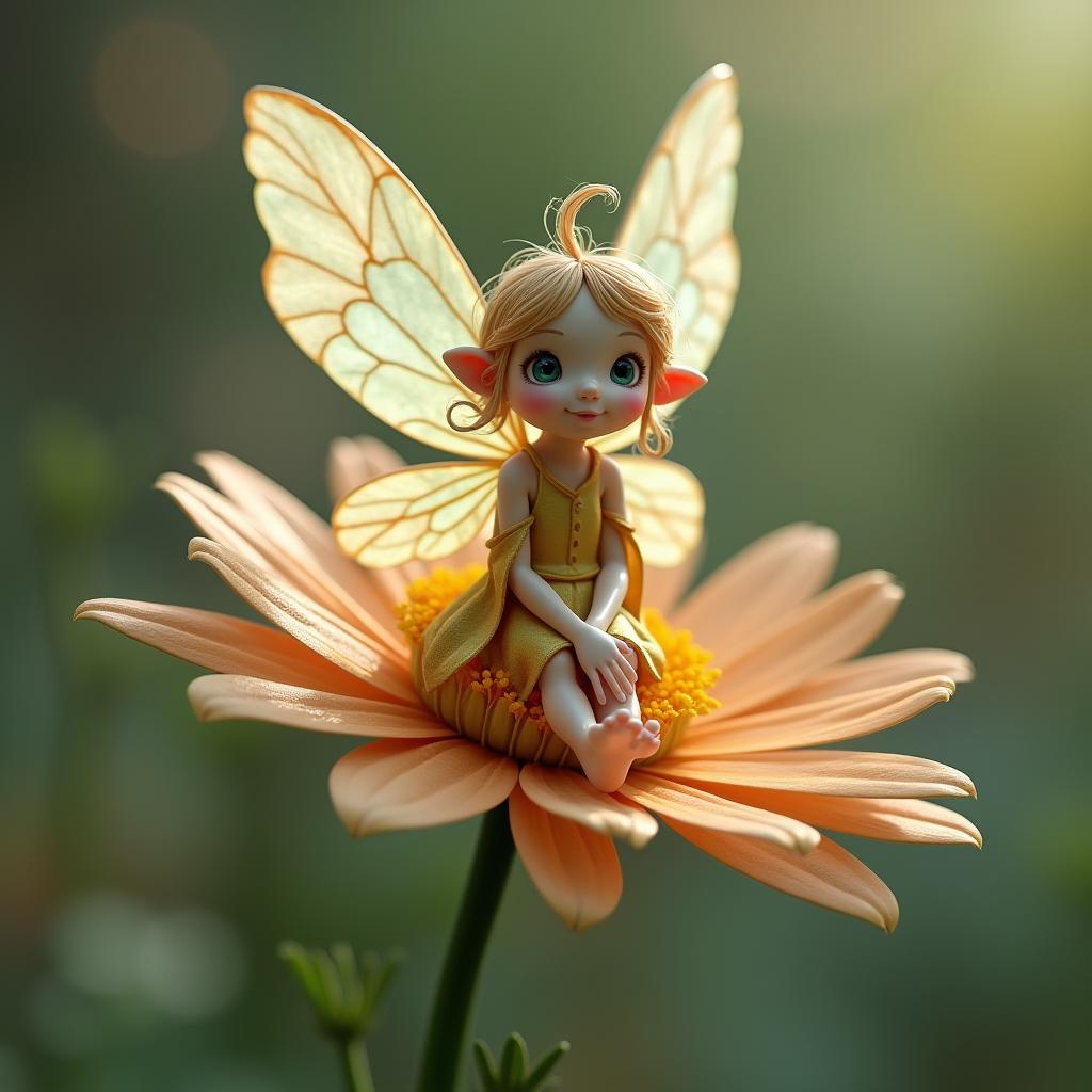  good quality, high quality, there is a fairy sitting on a flower with a fairy costume, a microscopic photo by wendy froud, pinterest, fantasy art, stunning 3d render of a fairy, small fairies, fairy cgsociety