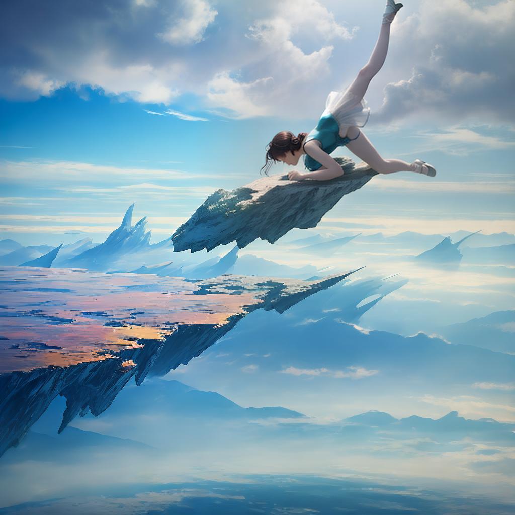  with surrealistic elements, Capture a dreamlike realm where gravity dances in reverse, revealing whimsical landscapes suspended in an ethereal ballet.