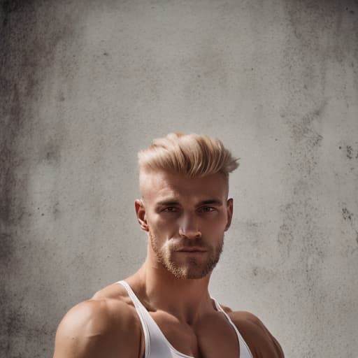 portrait+ style russian queer fitness model blonde very cute dilf dude face